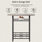 JUMMICO 3-Piece Wooden Round Table & Chair Set, Space Saving Kitchen Breakfast Nook Wood Grain Tabletop with Metal Frame and Built-in Wine Rack for Kitchen, Dining Room (Walnut/Black) - Image 4