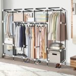 LOKEME Portable Closet, Great Size 82-Inch Portable Wardrobe with 5 Hanging Areas and 10 Storage Shelves for Hanging Clothes, Extra Sturdy 25mm Steel Tube and Easy to Assemble, Grey - Image 4