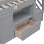 Bellemave Twin Size Low loft Bed for Kids,Wood Loft Beds,Modern Farmhouse Twin loft Bed,Loft Bed with Storage, No Box Spring Needed,for Kids,Gray - Image 8