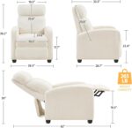 Topeakmart Fabric Recliner Chair Adjustable Modern Single Sofa Chair with Pocket Spring Living Room Bedroom Home Theater Ivory - Image 4