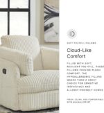 Signature Design by Ashley Tie-Breaker Cozy Contemporary Manual Press-Back Swivel Glider Rocker Recliner with 2 Bolster Pillows and Hidden Storage, White - Image 11