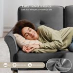 Sofas for Living Room, 83" Velvet Sectional Couch with Moveable Ottoman, Midcentury Modern Small Sectional Couch, L Shape Sofa & 3 Seater, Couches for Living Room, Apartment, Bedroom, Grey - Image 8