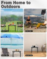 LOFTEY 2025 Reinforced Small Folding Table Portable, Small Foldable Camping Table, Heavy-Duty Mini Folding | 2 Adjustable Height | Lightweight Aluminum with Handle | 25" x 16" x 22", Black - Image 7