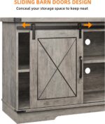 Garvee Farmhouse TV Stand for Televisions Up to 65 in TVs, Entertainment Center with Sliding Barn Doors and Storage Cabinets, Modern TV Console Table, Media Furniture for Living Room, 59 in - Image 6