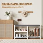 ZHOOGE Shoe Bench & Rack Storage Bench with Seat Cushion, Stable Entryway Bench Holds Up to 300 lb, (35" L x 12" W x 17" H, White) - Image 8
