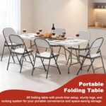 Elevon Folding Table, 6 Feet Heavy Duty Fold-in-Half Utility Table Indoor Outdoor for Camping, Picnic, Party - Image 6