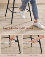 VASAGLE Bar Stools Set of 2, Counter Height Bar Stools with Back, Ergonomic Backrest, Synthetic Leather, Metal Legs, 24.8-Inch Tall Barstools for Kitchen Island Home Bar, Easy Assembly, Caramel Brown - Image 6