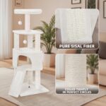 45in Cat Tree Tower with Big Condo for Indoor Kitten,Cat Tower with Scratching Post,Scratching Board and Cat Toys,Multi-Level,Small Space,Transformer Cat Tree, Beige(New) - Image 5