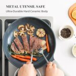 PRICUSIS Nonstick Ceramic Frying Pan with Lid, Non Toxic Skillet, Healthy Egg Pan Nonstick Omelet Pan Chef's Pan, PTFE PFOA & PFAS Free, Induction Compatible (8Inch W/L) - Image 4