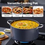 BEZIA 6 Quart Cooking Pot, Non Stick Induction Stock Pots with Lid, All Stove Compatible, 6 QT Aluminum Soup/Stew Pot For Small Households, Grey - Image 8