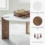 Signature Design by Ashley Isanti Modern Coffee Table with Marble Top, White & Light Brown - Image 5