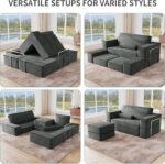 YITAHOME Convertible Cloud Sectional Couch, Comfy Corduroy Sectional Sofa with Deep Seat & High Pillows, Modern Easy-Clean Modular Sectional Sofa for Living Room Bedroom, Gray - Image 7