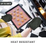 1 Pair Short Oven Mitts, Heat Resistant Silicone Kitchen Mini Oven Mitts for 500 Degrees, Non-Slip Grip Surfaces and Hanging Loop Gloves, Baking Grilling Barbecue Microwave Machine Washable (Gray) - Image 7