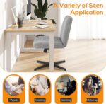Criss Cross Chair Legged Office Wide Comfy Desk Seat, No Wheels Armless Computer Task Seating, Swivel Vanity Home Height Adjustable - Image 9