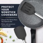 Home Hero Silicone Spatula Set - Heat Resistant Spatulas for Cooking - Ergonomic Stainless Steel Cooking Utensils - Solid & Slotted Silicone Turners - Pack of 2, Black - Image 3