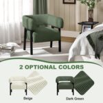 Yaheetech Corduroy Barrel Accent Chair, Modern Upholstered Armchair with Solid Wood Legs, Cozy Leisure Chair with Pocket Coiled Seat for Living Room, Bedroom, Reading Nook Dark Green - Image 10