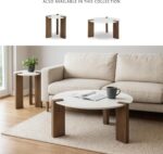 Signature Design by Ashley Isanti Modern Coffee Table with Marble Top, White & Light Brown - Image 7