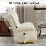 Leather Recliner Chair, 360° Swivel Recliner with Heat and Massage,Classic and Traditional Manual Recliner Chair with Comfortable Arms for Living Room - Image 8