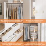 PAKASEPT Armoire Wardrobe Closet with 3 Door, Bedroom Armoires with Mirror and LED Lights, Hanging Rod, Drawers, Large Capacity Storage Wardrobe Armoire for Bedroom - Image 7