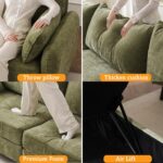 Oversized Accent Chair with All Seats Storage,Comfy Living Room Chairs with 2 Throw Pillow,Upholstered Mid-Century Armchair,24.5'' Deep Seat,Reading Chair for Bedroom,Office,Chenille,Green - Image 7