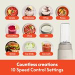 bella 6 Pcs Portable Rocket Blender, Juicer & Smoothie Maker, Press & Twist Design, EverGood™ & BPA Free Dishwasher Safe Parts, 4 Tip Stainless Steel Blade, Cord Wrap, 240 Watt Motor, Oatmilk - Image 6