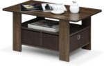Furinno Andrey Coffee Table with Bin Drawer, Columbia Walnut/Dark Brown - Image 2