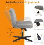 Criss Cross Chair Legged Office Wide Comfy Desk Seat, No Wheels Armless Computer Task Seating, Swivel Vanity Home Height Adjustable - Image 5