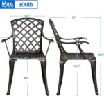 Yaheetech Patio Dining Chairs with Armrests Weather Resistant Cast Aluminium Bistro Chairs Outdoor Metal Chairs for Garden Lawn Porch Backyard Pool Lattice Weave Design, Bronze - Image 4