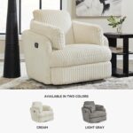 Signature Design by Ashley Tie-Breaker Cozy Contemporary Manual Press-Back Swivel Glider Rocker Recliner with 2 Bolster Pillows and Hidden Storage, White - Image 7