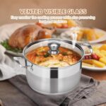 Ohtomber Stainless Steel Stock Pot - 12 Quart Large Cooking Pot with Lid for Pasta, Soup, Spaghetti, Nonstick Thick Base Deep Stockpot, Kitchen Cookware for Stew, Simmer, Boiling, Canning - Image 7