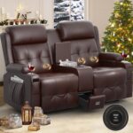 Reclining Loveseat, Massage Loveseat Recliner Sofa Heavy Weight Capacity, RV Love Seat Chair Clearance with Console, USB, Type C Port, Storage, Cup Holders, Wall Hugger Couch for Living Room - Image 2