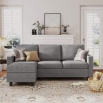 HONBAY Convertible Sectional Sofa, Convertible L Shaped Couch with Reversible Chaise, Sectional Couch for Small Space Apartment, Grey - Image 5