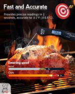 Instant Read Meat Thermometer, 1.2s Fast Read, ±1°F Accuracy, -58°F to 572°F, 4.4" Foldable Probe, 0 °C Calibration, Min/Max (Session), Auto-Rotating Backlit Display, °F/°C, Magnetic Back, Auto-Off - Image 3