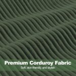 Yaheetech Corduroy Barrel Accent Chair, Modern Upholstered Armchair with Solid Wood Legs, Cozy Leisure Chair with Pocket Coiled Seat for Living Room, Bedroom, Reading Nook Dark Green - Image 6