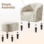 Yaheetech Modren Club Chair with Ottoman, Fabric Accent Armchair with Footstool, Upholstered Barrel Chair and Footrest for Living Room Bedroom Guestroom, Letter Print - Image 10