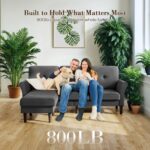 Sofas for Living Room, 83" Velvet Sectional Couch with Moveable Ottoman, Midcentury Modern Small Sectional Couch, L Shape Sofa & 3 Seater, Couches for Living Room, Apartment, Bedroom, Grey - Image 9