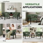 Yaheetech Corduroy Barrel Accent Chair, Modern Upholstered Armchair with Solid Wood Legs, Cozy Leisure Chair with Pocket Coiled Seat for Living Room, Bedroom, Reading Nook Dark Green - Image 9