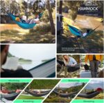 Hammock Camping, Portable Single/Double Hammocks for Outdoor Hiking Travel Backpacking - 210D Nylon Hammock Swing for Backyard & Garden (Green/Khaki) - Image 6