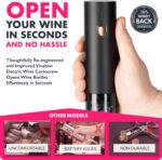 VINABON Electric Wine Opener - Updated 2026 One-Touch Automatic Wine Bottle Opener Corkscrew - Rechargeable (Up to 100 Bottles/Charge) with Foil Cutter Stand, LED Indicator. Includes Wine Guide eBook - Image 4