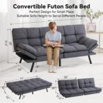 Vipbear Convertible Futon Sofa Bed, Memory Foam Futon Couch Sleeper Sofa, Small Splitback Loveseat Modern Sofa Bed for Living Room, Apartment, Dormitory, Office, Grey, Updated Quality - Image 3