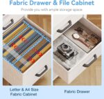 Casaottima 40" Small Computer Home Office Desk for Bedroom with Fabric Drawers & File Cabinet, Cloth Storage Bag and Hook, Writing Study Work Table for Small Space, White - Image 5