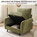 Oversized Accent Chair with All Seats Storage,Comfy Living Room Chairs with 2 Throw Pillow,Upholstered Mid-Century Armchair,24.5'' Deep Seat,Reading Chair for Bedroom,Office,Chenille,Green - Image 4
