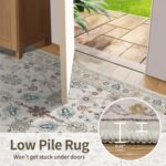 5x7 Area Rugs for Bedroom & Living Room - Washable Floral Boho Vintage Rug,Soft & Non-Slip,Low Pile Wool Carpet for Indoor Dining Room,Girls Room,Nursery Room and Kids Room(Grey) - Image 9