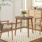 HOOBRO Bamboo Dining Table, Round Dining Table for 2, 27.5" Kitchen Table for Small Space, Writing Table, Easy to Assemble, for Dining Room, Living Room, Office, Kitchen, Apartment, Brown BR71CZ01G1 - Image 4