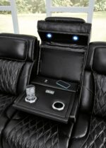 Signature Design by Ashley Boyington Contemporary Leather Match Power Reclining Sofa with Adjustable Headrest, Cup Holder, USB Charging Ports, Air Massage System and LED Lighting, Black - Image 13