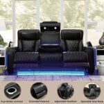 Signature Design by Ashley Boyington Contemporary Leather Match Power Reclining Sofa with Adjustable Headrest, Cup Holder, USB Charging Ports, Air Massage System and LED Lighting, Black - Image 6