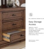 Signature Design by Ashley Taffenbrook Farmhouse 3-Drawer Nightstand with Felt-Lined Top Drawer, Power Supply and USB Ports, 28.5" W x 18.25" D x 26.5" H, Dark Brown - Image 11