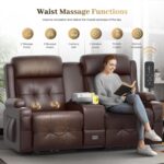 Reclining Loveseat, Massage Loveseat Recliner Sofa Heavy Weight Capacity, RV Love Seat Chair Clearance with Console, USB, Type C Port, Storage, Cup Holders, Wall Hugger Couch for Living Room - Image 5