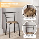 JUMMICO 3-Piece Wooden Round Table & Chair Set, Space Saving Kitchen Breakfast Nook Wood Grain Tabletop with Metal Frame and Built-in Wine Rack for Kitchen, Dining Room (Walnut/Black) - Image 7