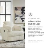 Signature Design by Ashley Tie-Breaker Cozy Contemporary Manual Press-Back Swivel Glider Rocker Recliner with 2 Bolster Pillows and Hidden Storage, White - Image 9